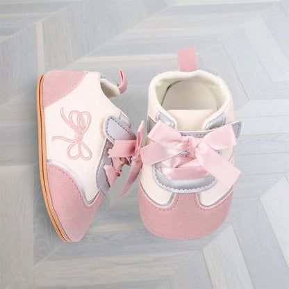 Baby Girls Shoes, Soft Sole Embroidery Bow Sneakers Non-Slip Toddler Shoes For Casual Daily
