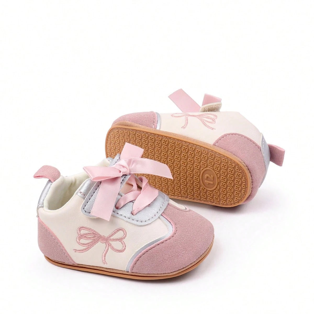 Baby Girls Shoes, Soft Sole Embroidery Bow Sneakers Non-Slip Toddler Shoes For Casual Daily