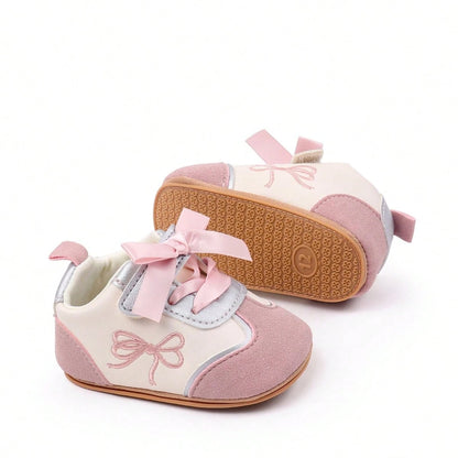 Baby Girls Shoes, Soft Sole Embroidery Bow Sneakers Non-Slip Toddler Shoes For Casual Daily