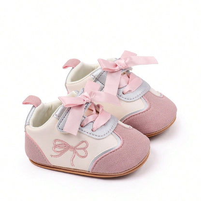 Baby Girls Shoes, Soft Sole Embroidery Bow Sneakers Non-Slip Toddler Shoes For Casual Daily