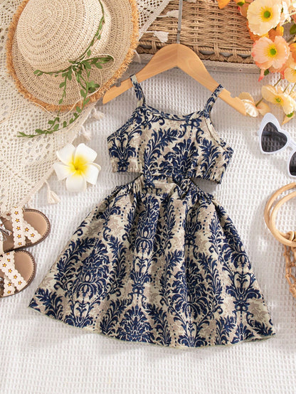 Baby Girls' Vacation Style Hollow Out Sleeveless Dress