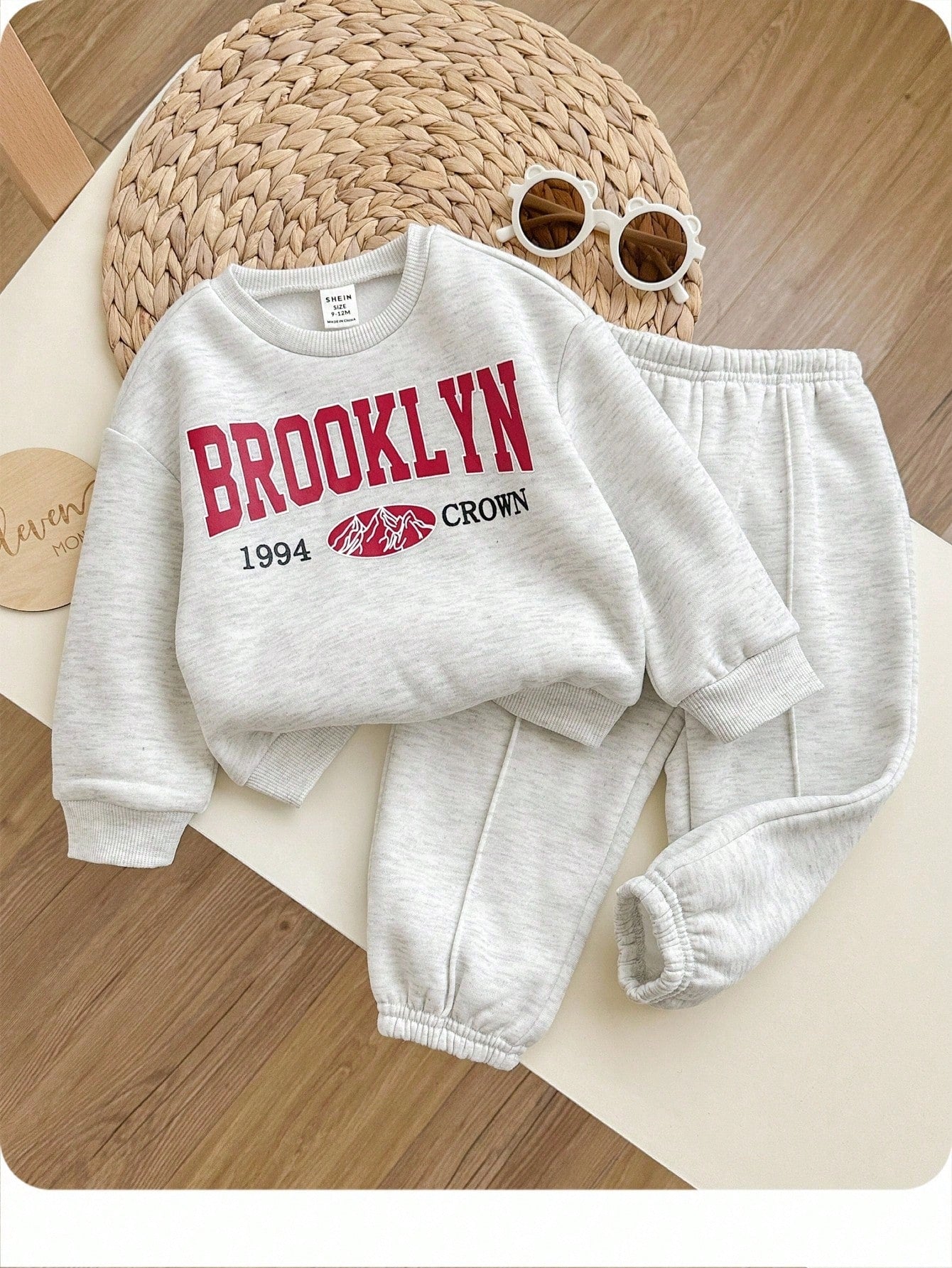 Babygirl Knit Autumn/Winter Letter Pattern Long Sleeve Sweatshirt & Elastic Waist Long Pants 2pcs