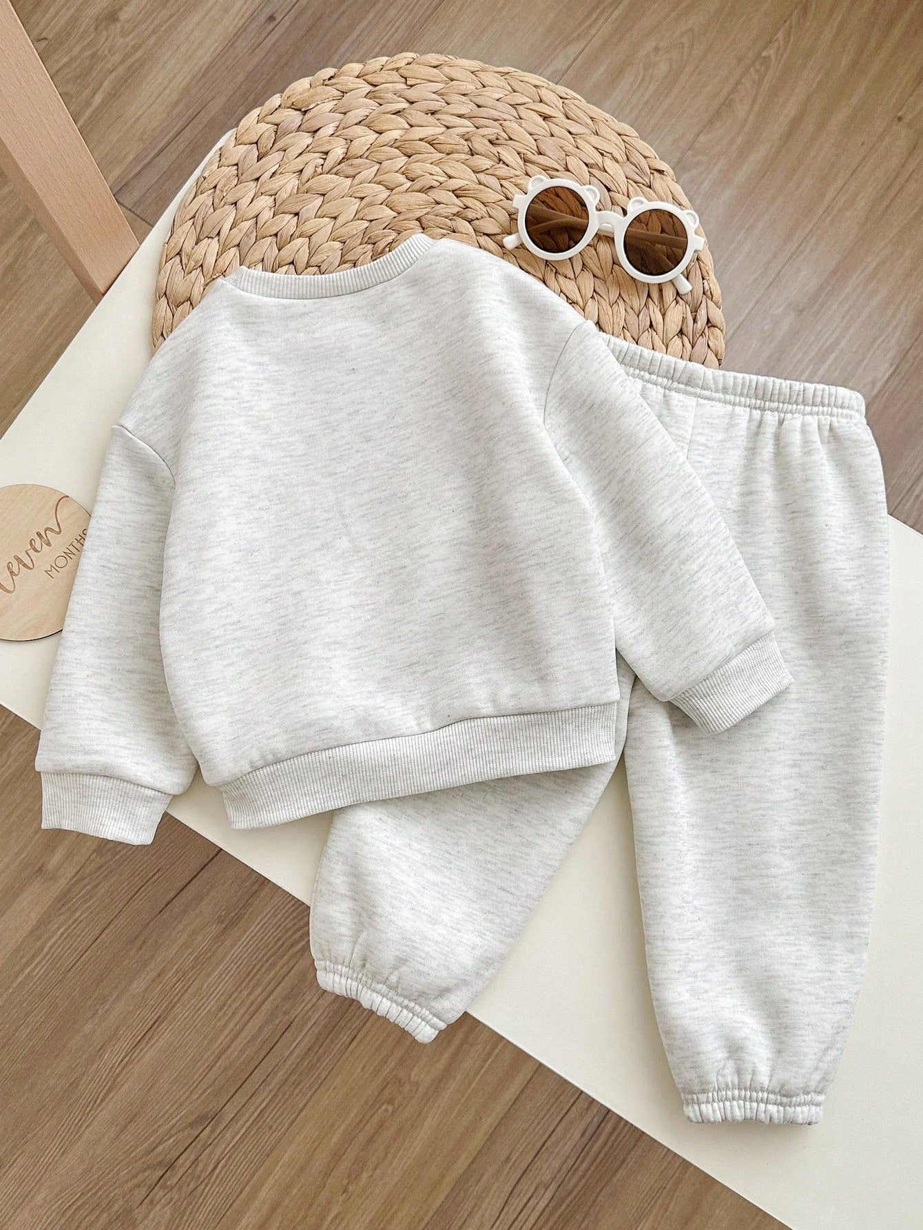 Babygirl Knit Autumn/Winter Letter Pattern Long Sleeve Sweatshirt & Elastic Waist Long Pants 2pcs
