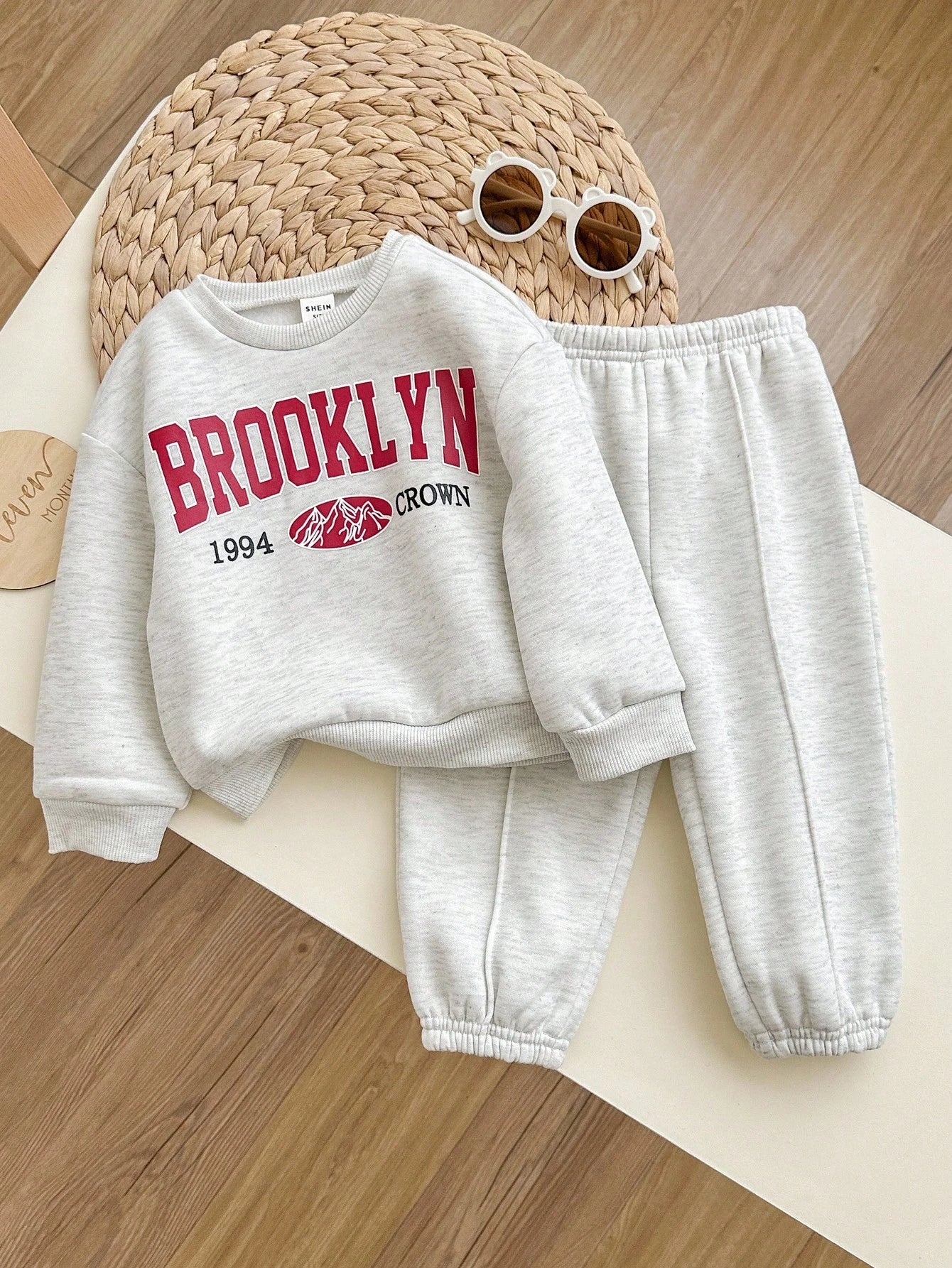 Babygirl Knit Autumn/Winter Letter Pattern Long Sleeve Sweatshirt & Elastic Waist Long Pants 2pcs