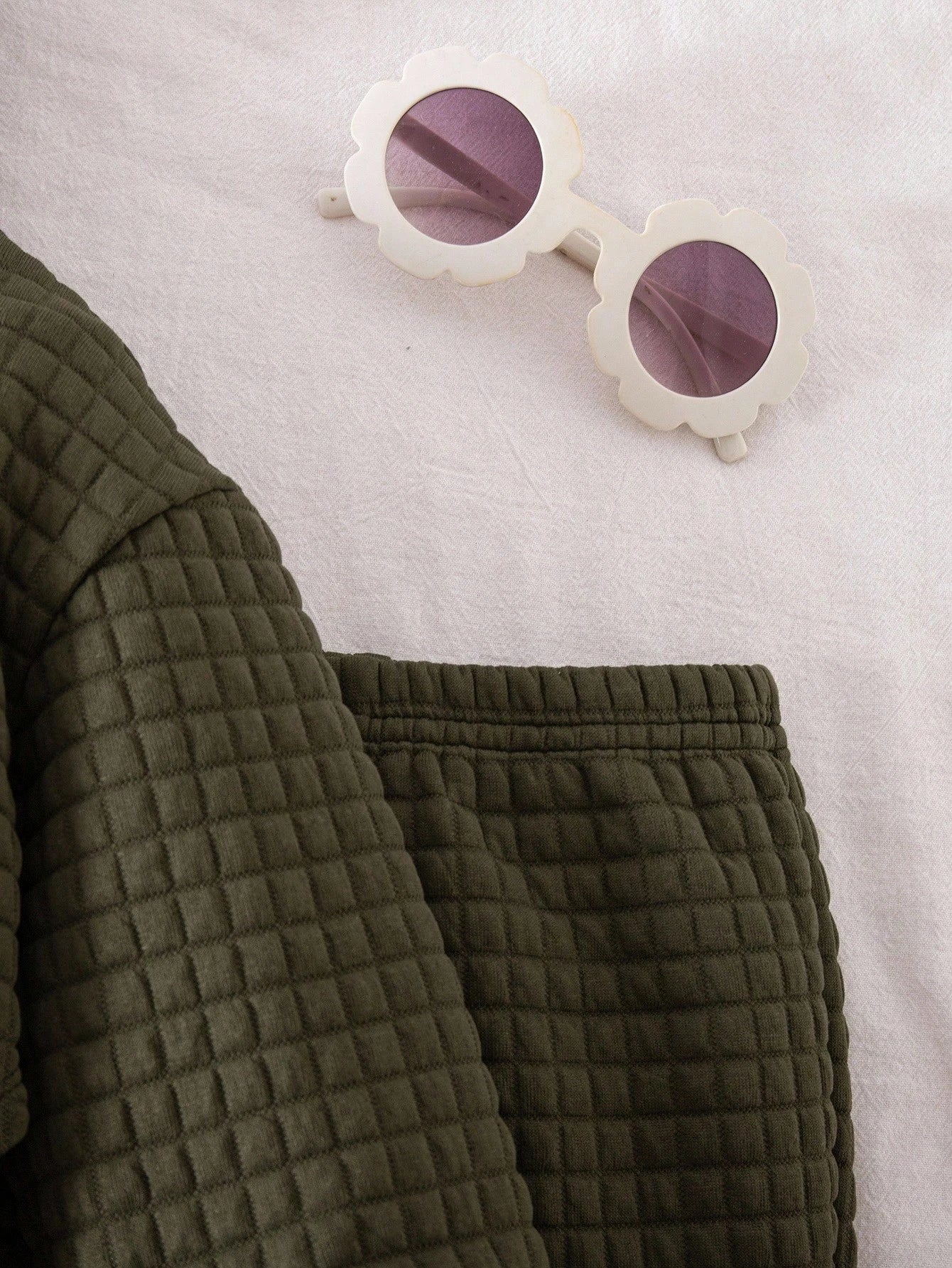 Babygirl Olive Green Casual Knit Sweatshirt And Pants Set,Autumn Modest Home Wear,Green Baby Clothes Warm Outfits For Christmas Autumn Winter Season