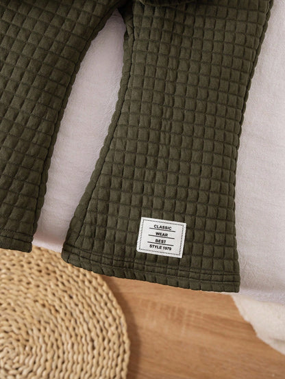 Babygirl Olive Green Casual Knit Sweatshirt And Pants Set,Autumn Modest Home Wear,Green Baby Clothes Warm Outfits For Christmas Autumn Winter Season