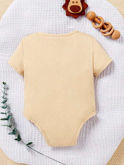 Back Off, I Have A Crazy Mom And I Am Not Afraid To Use Her, Baby Boy Casual Cartoon Pattern Short Sleeve Bodysuit, Suitable For Spring/Summer
