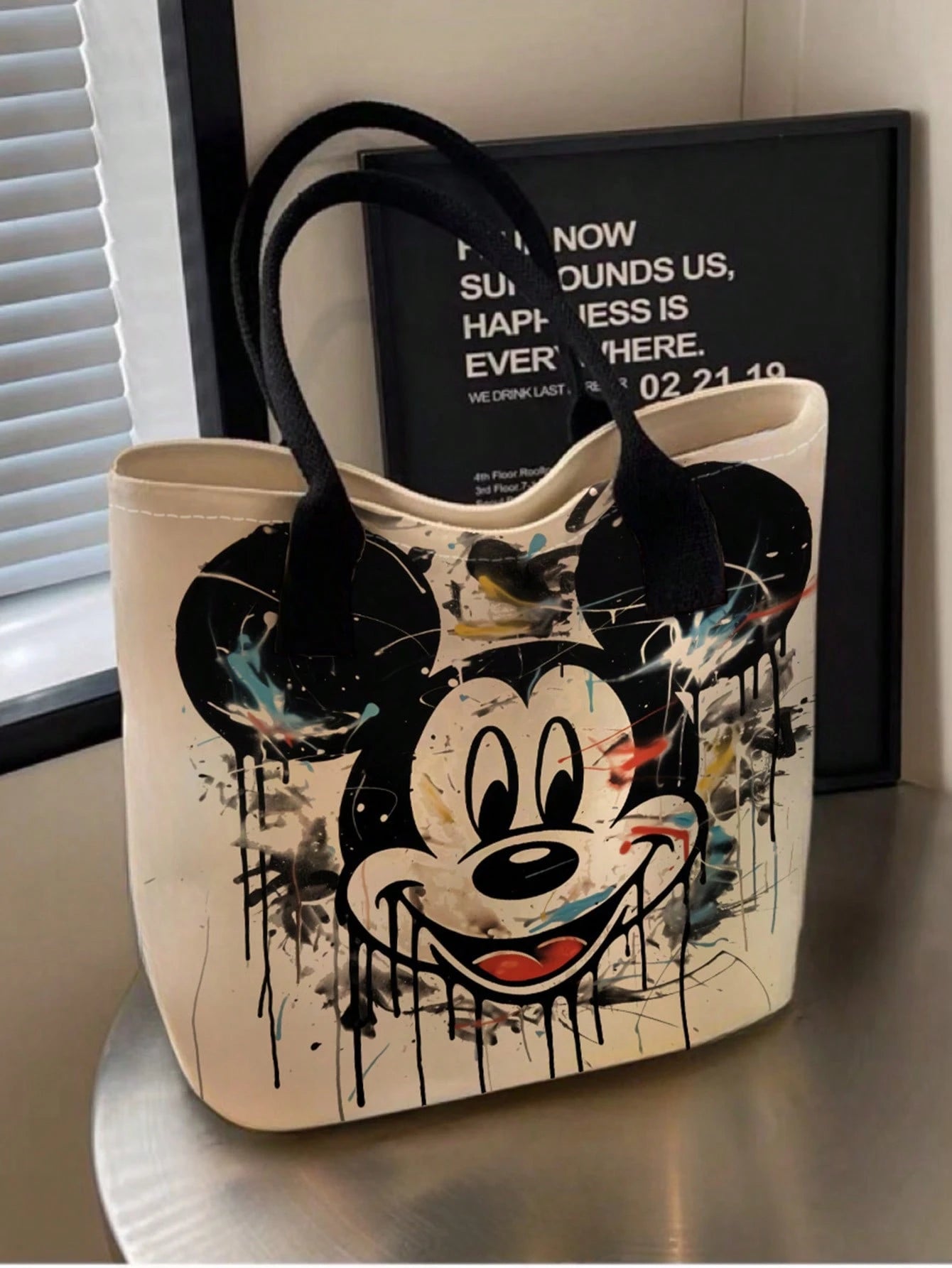 Back To School Season Disney Cute Cartoon Stitch Pattern Print Tote Bag, Suitable For Women's Daily Shopping And Gatherings, Casual Style Tote Bag