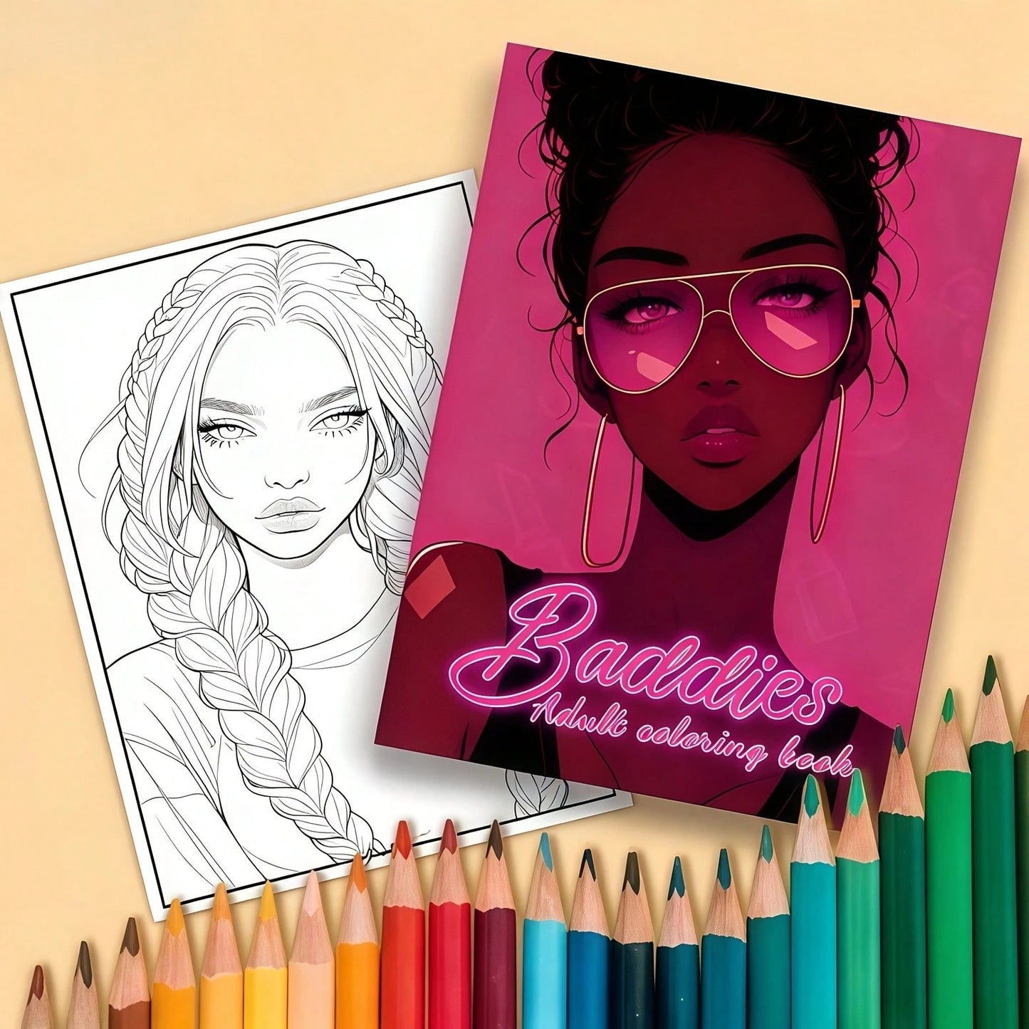 Baddies Adult Coloring Book, 24 Pages With Vibrant Artwork, Cute Girl Cartoon & Fantasy Character Designs, Creative Expression & Stress Relief, Birthday Party Gift, Present For Friends, Family, Cowork