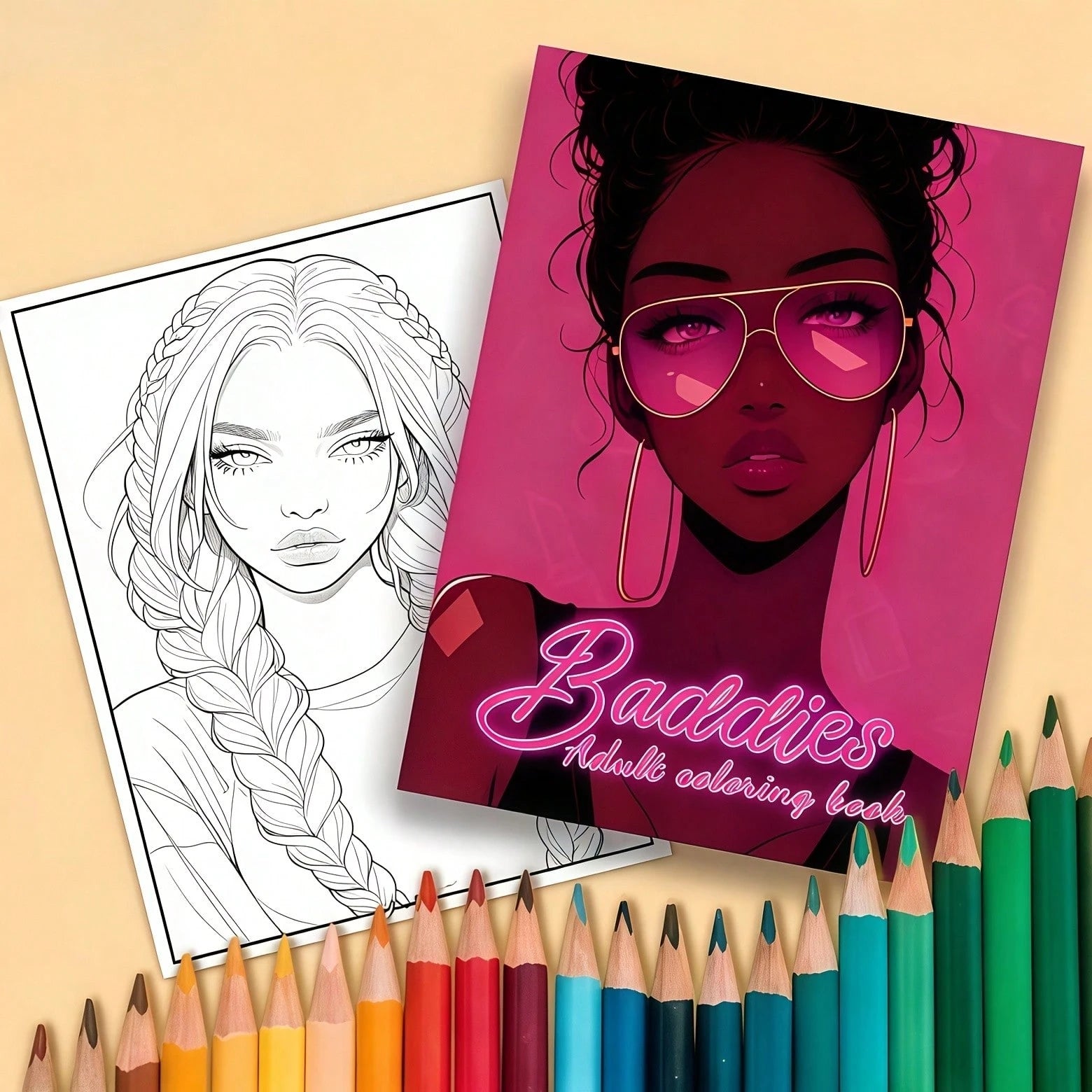 Baddies Adult Coloring Book, 24 Pages With Vibrant Artwork, Cute Girl Cartoon & Fantasy Character Designs, Creative Expression & Stress Relief, Birthday Party Gift, Present For Friends, Family, Cowork