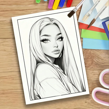 Baddies Adult Coloring Book, 24 Pages With Vibrant Artwork, Cute Girl Cartoon & Fantasy Character Designs, Creative Expression & Stress Relief, Birthday Party Gift, Present For Friends, Family, Cowork