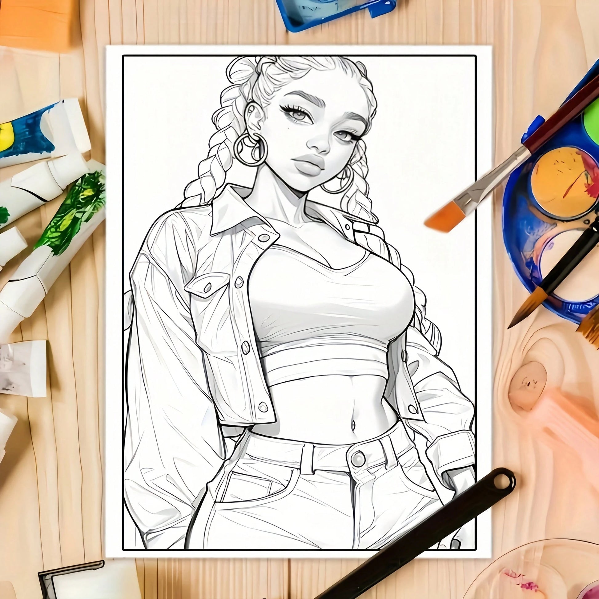 Baddies Adult Coloring Book, 24 Pages With Vibrant Artwork, Cute Girl Cartoon & Fantasy Character Designs, Creative Expression & Stress Relief, Birthday Party Gift, Present For Friends, Family, Cowork