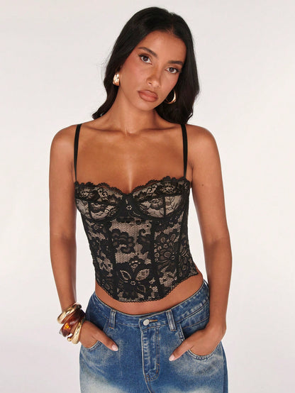 BAE Sexy Lace Sheer Camisole Top, Party, Date Night, Commute, Cute Bralette, Sexy Club Top, Corset Top, Going Out Top, Cute Top, Summer Lace Top
