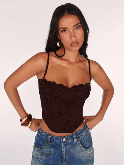 BAE Sexy Lace Sheer Camisole Top, Party, Date Night, Commute, Cute Bralette, Sexy Club Top, Corset Top, Going Out Top, Cute Top, Summer Lace Top