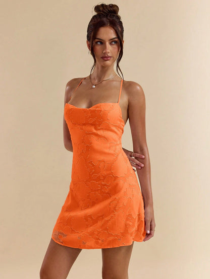 BAE Spring/Summer Solid Pink Bodycon Low Back Tie Strap Textured A-Line Super Short Mini Dress For Women,Bohemian Clothes,Bodycon Dress