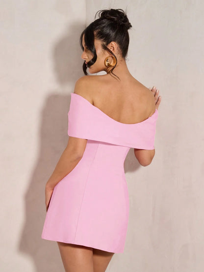 BAE Women's Elegant Open Shoulder Bowknot Cocktail Dress, Suitable For Party, Date Night, Clubbing In Autumn & Winter,Graduation Dresses