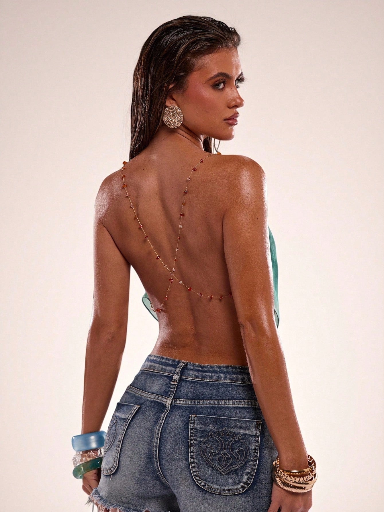 BAE Women Summer Sexy Back Cross Tie-Dye Halter Neck Cami Top/Summer/Vacation/Crop Top