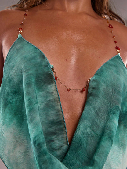 BAE Women Summer Sexy Back Cross Tie-Dye Halter Neck Cami Top/Summer/Vacation/Crop Top