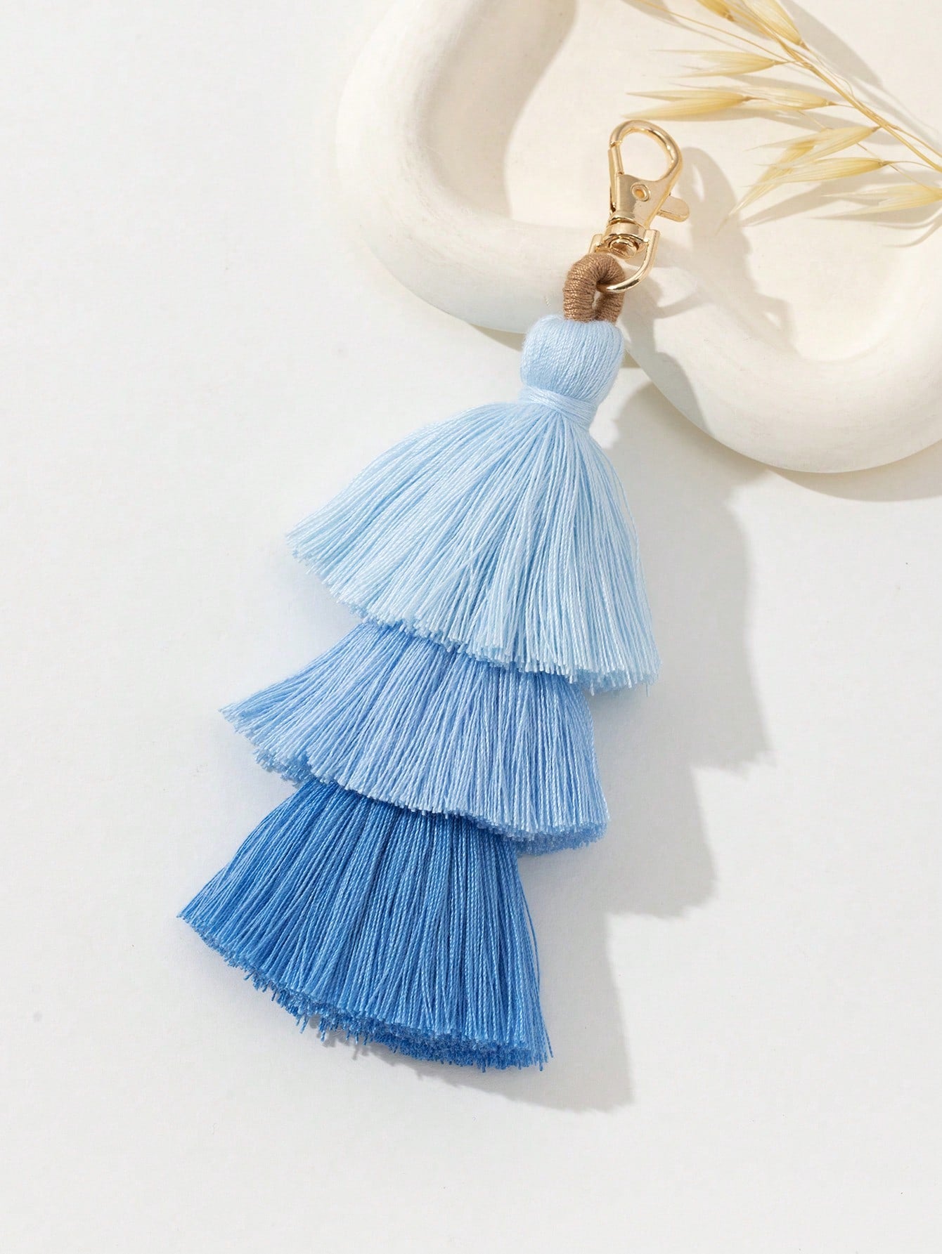 Bag Pendant, Holiday Style Bag Accessory, 3-Layer Straw Person With Tassel Pendant