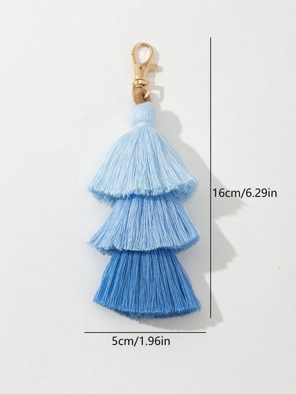 Bag Pendant, Holiday Style Bag Accessory, 3-Layer Straw Person With Tassel Pendant