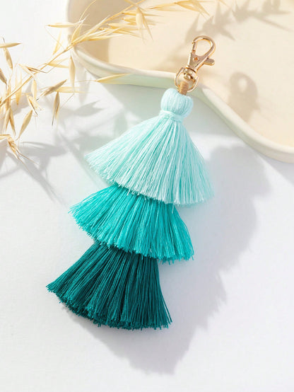 Bag Pendant, Holiday Style Bag Accessory, 3-Layer Straw Person With Tassel Pendant