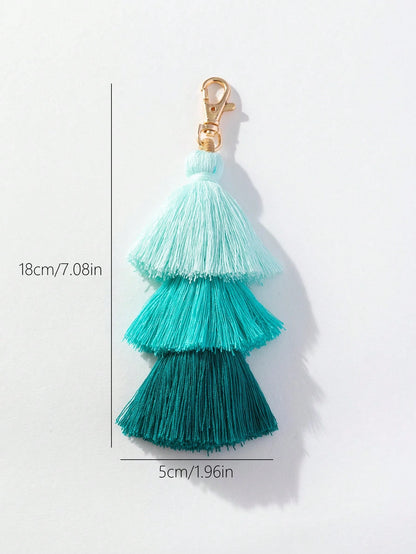 Bag Pendant, Holiday Style Bag Accessory, 3-Layer Straw Person With Tassel Pendant