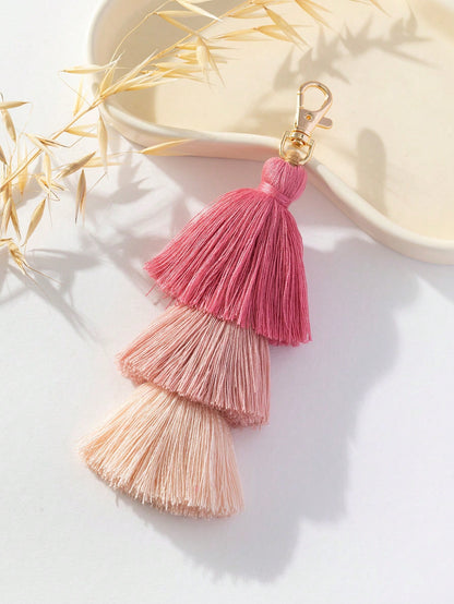 Bag Pendant, Holiday Style Bag Accessory, 3-Layer Straw Person With Tassel Pendant