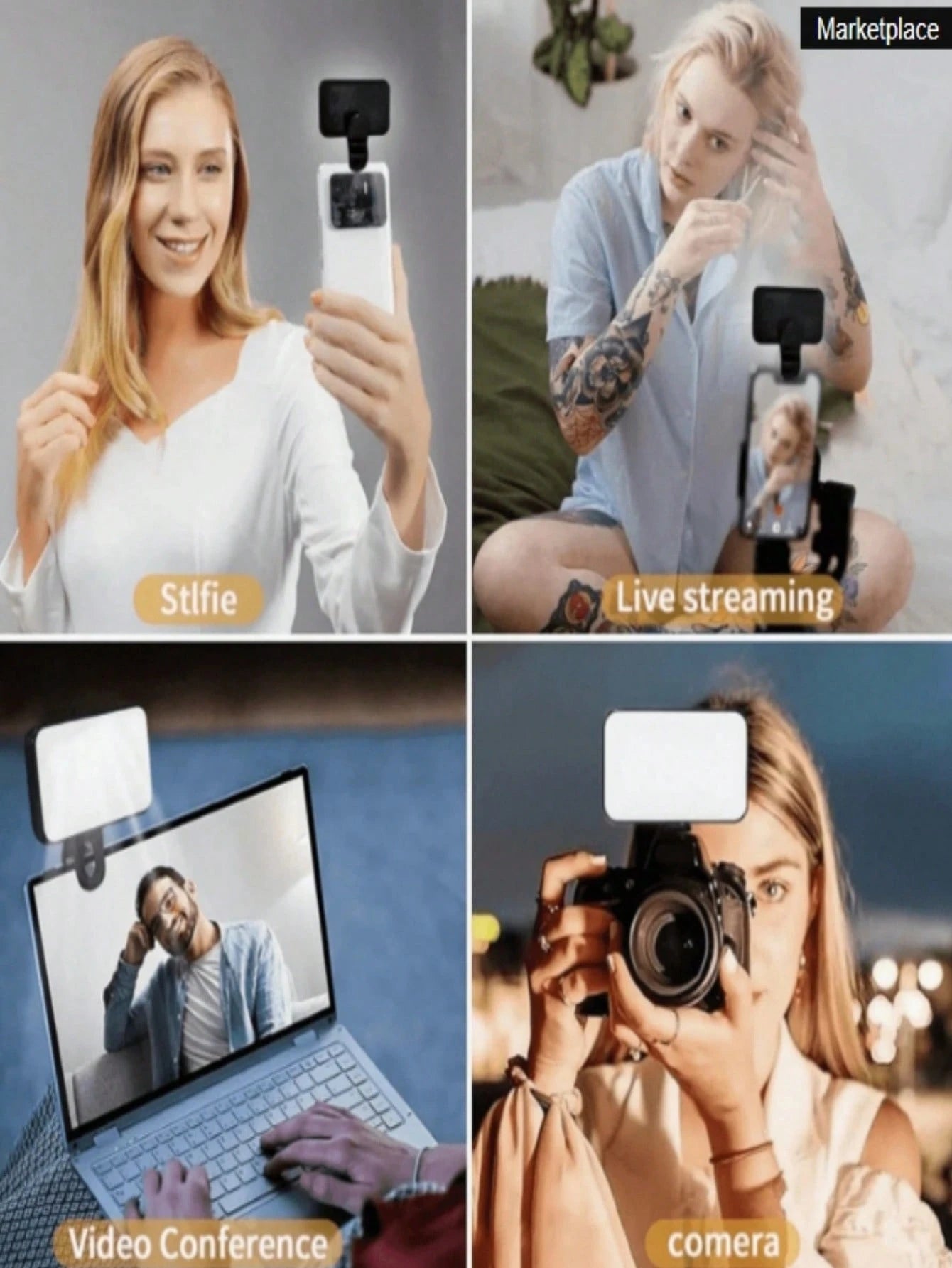 Baijun XU 1pc LED Selfie Light, 3 Lighting Modes, Portable Clip-On Fill Light, Suitable For Makeup, Live Streaming, Zoom Meetings, Rechargeable For Smartphone, Camera