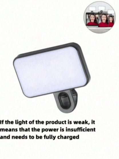 Baijun XU 1pc LED Selfie Light, 3 Lighting Modes, Portable Clip-On Fill Light, Suitable For Makeup, Live Streaming, Zoom Meetings, Rechargeable For Smartphone, Camera