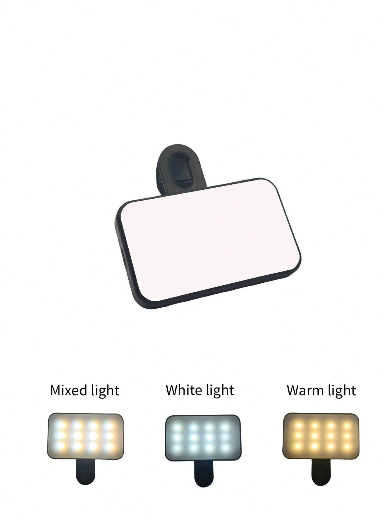 Baijun XU 1pc LED Selfie Light, LED Phone Light, 3 Lighting Modes, Portable Clip-On Fill Light, Suitable For Makeup, Live Streaming, Zoom Meetings, Rechargeable Clip-On Video/Photo Lighting, Compatibl