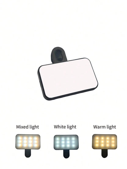 Baijun XU 1pc LED Selfie Light, LED Phone Light, 3 Lighting Modes, Portable Clip-On Fill Light, Suitable For Makeup, Live Streaming, Zoom Meetings, Rechargeable Clip-On Video/Photo Lighting, Compatibl