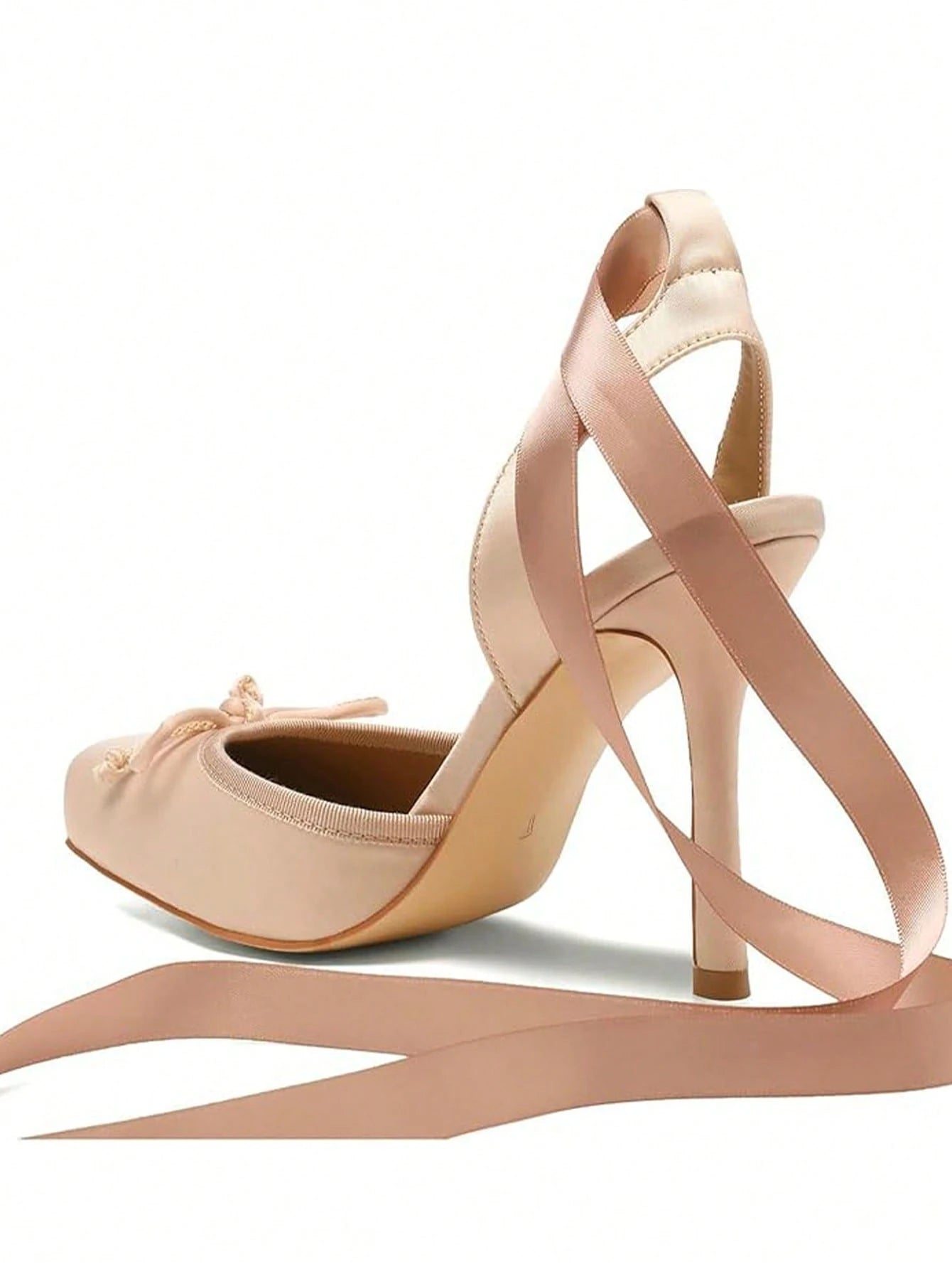 Ballet High Heels For Women Square Toe Satin Mary Janes Lace Up Heels Elegant Ballerina Stiletto Heels With Bow Party Dancing Shoes For Women