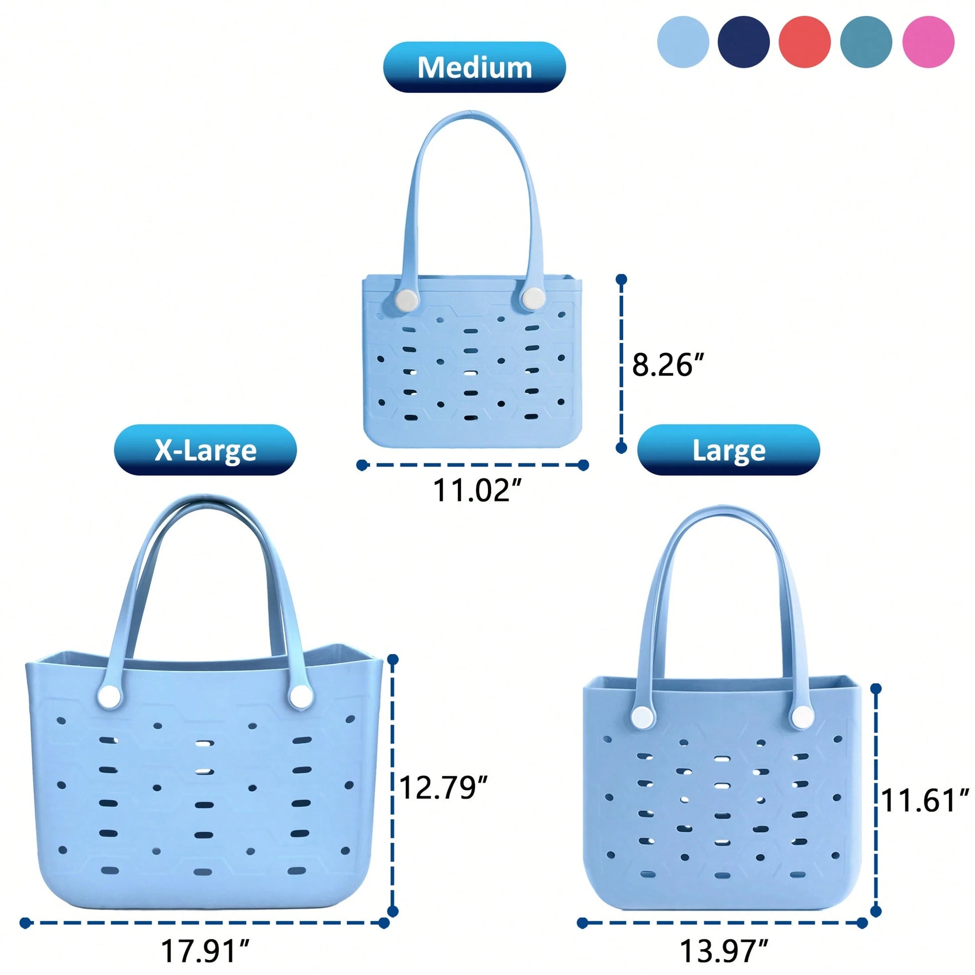 BamShoot X-Large Capacity EVA Tote Bag For Women, Three Size Beach Handbag,Open Design, Lightweight Shoulder Bag, Perfect For Pool, Vacation,Holiday Gift