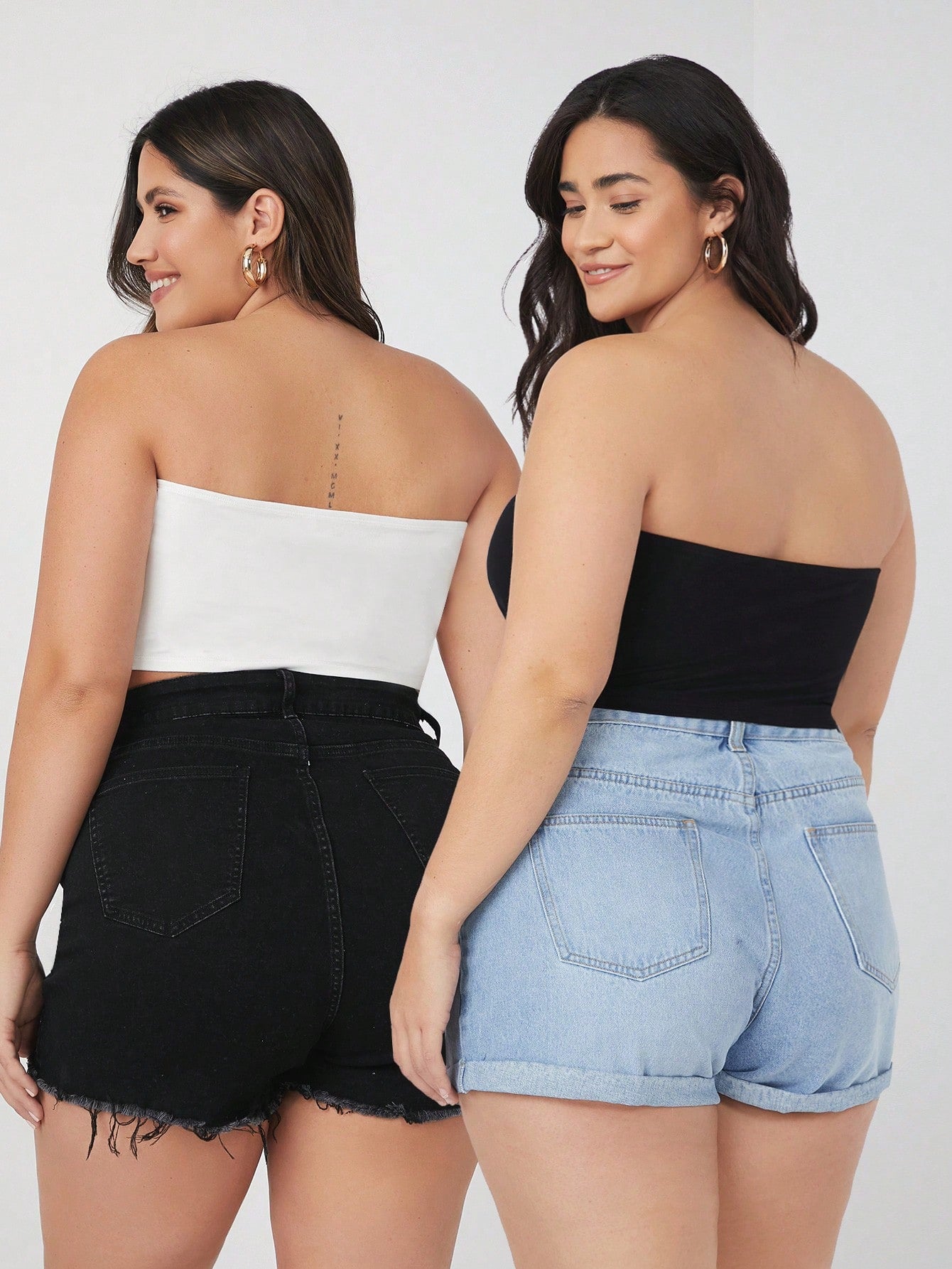 BASICS Plus Size 2 Packs Crop Tube Top/Summer/Off-The-Shoulder Top Summer Tops
