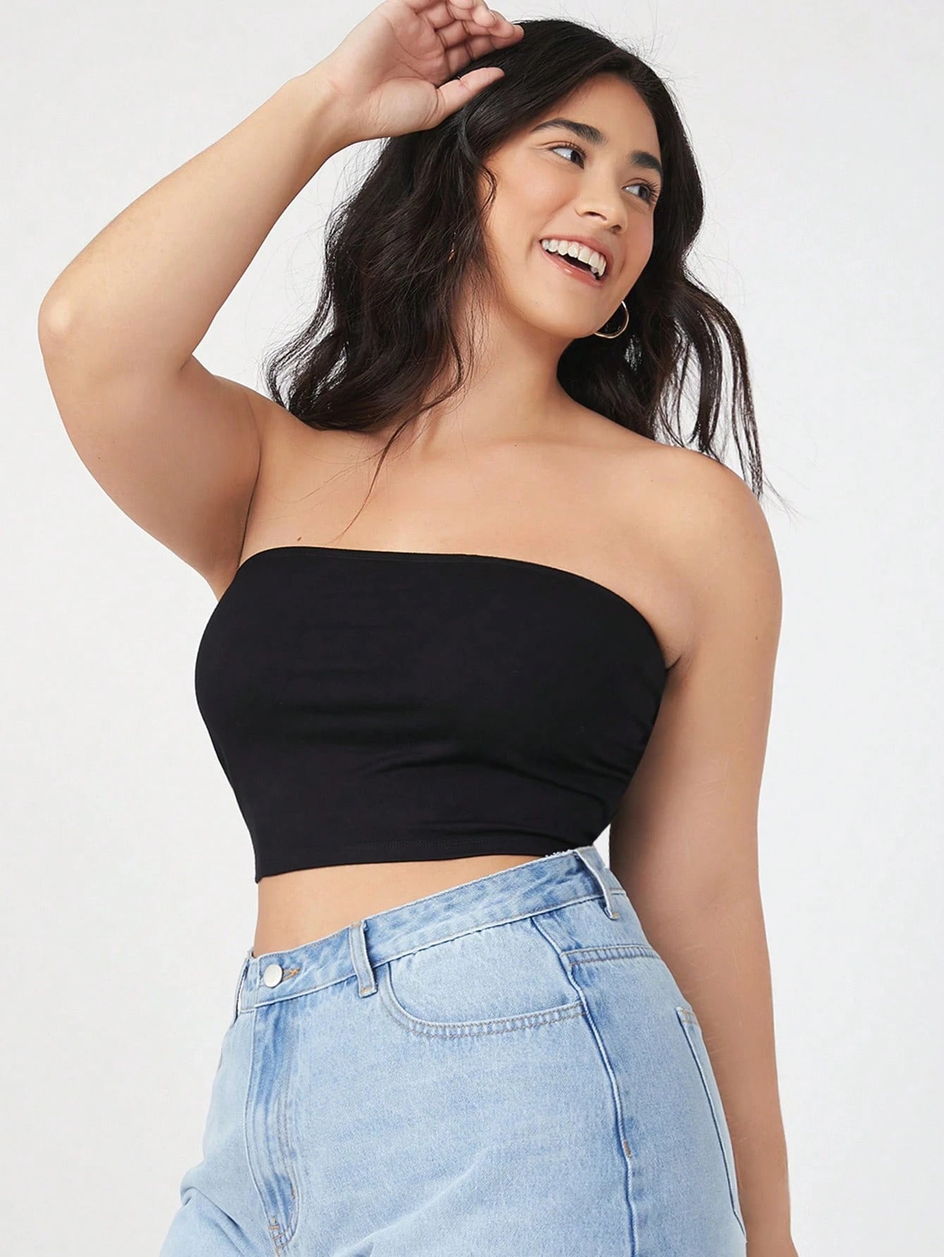 BASICS Plus Size 2 Packs Crop Tube Top/Summer/Off-The-Shoulder Top Summer Tops