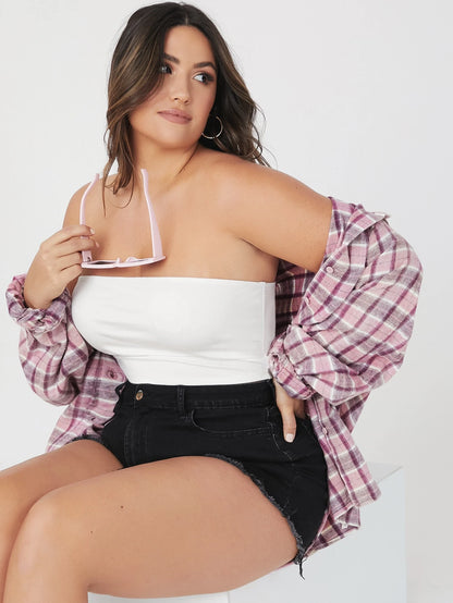 BASICS Plus Size 2 Packs Crop Tube Top/Summer/Off-The-Shoulder Top Summer Tops