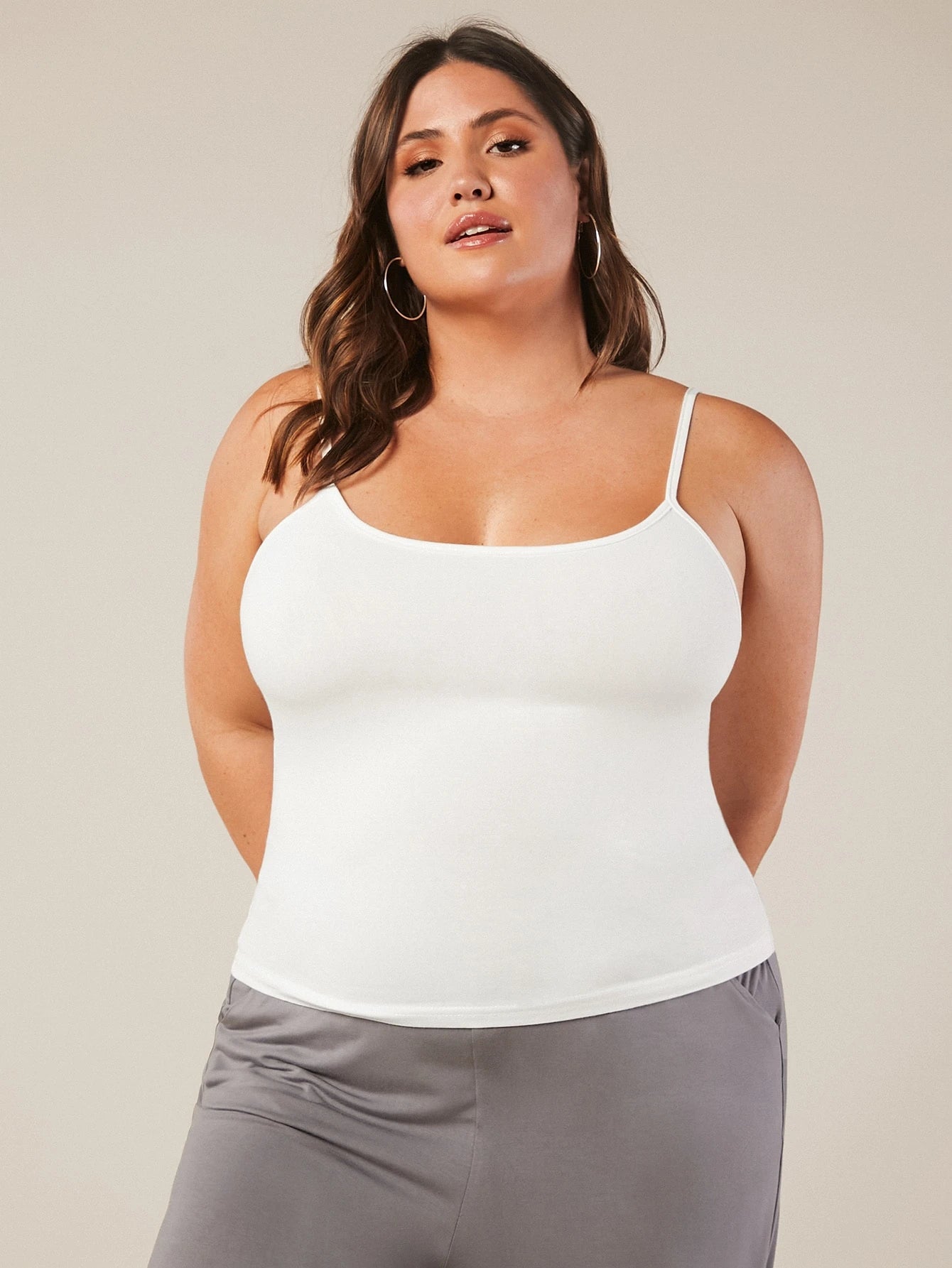 BASICS Plus Solid Round Neck Cami Top Summer