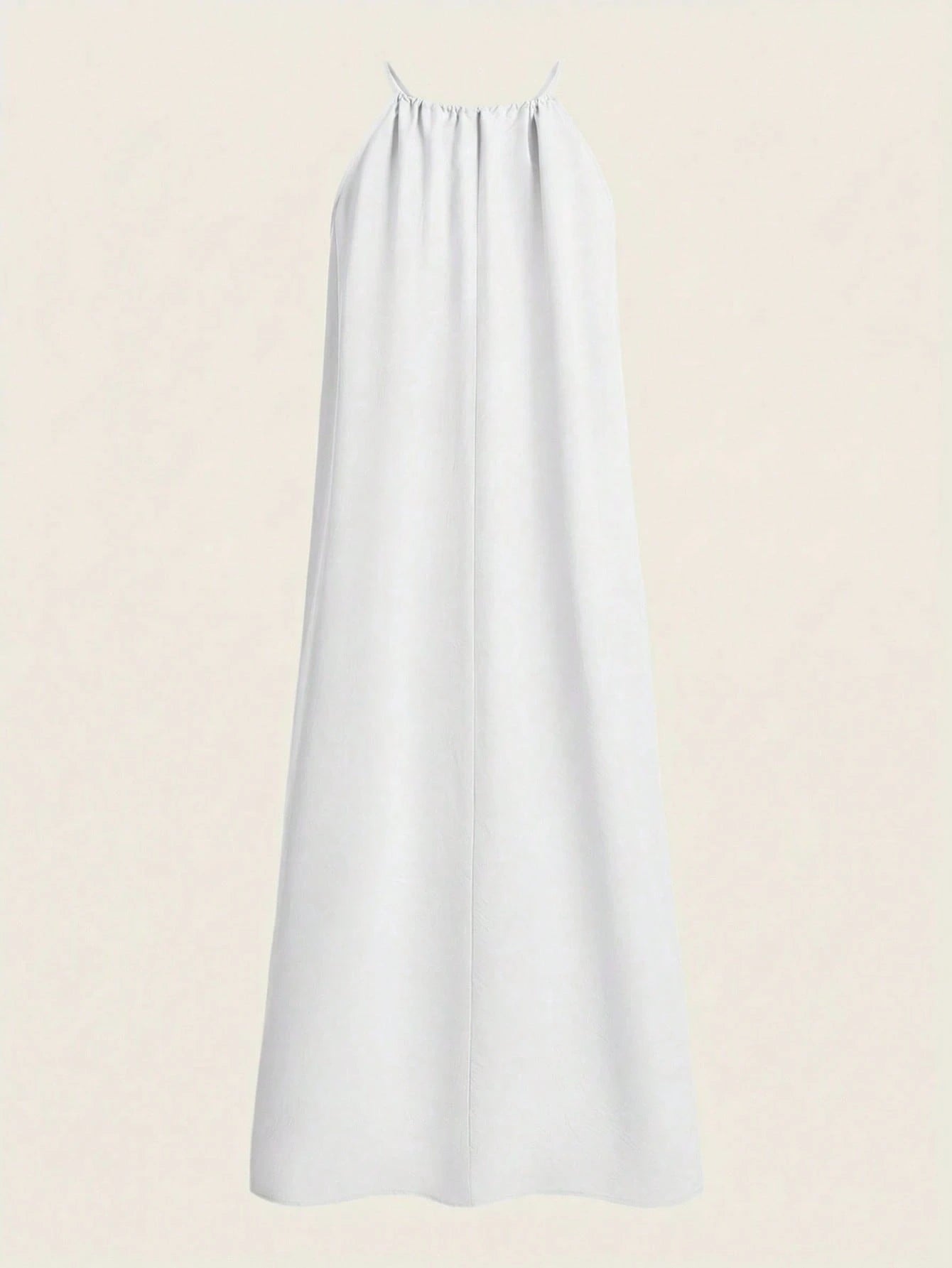 BASICS Women's Solid Color Minimalist Woven Halter Neck Side Slit Dress White Dresses Summer Dresses