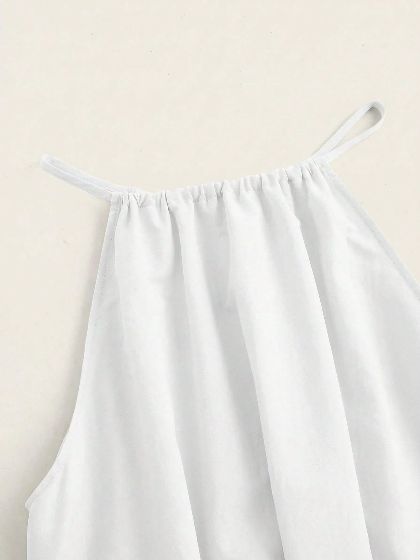 BASICS Women's Solid Color Minimalist Woven Halter Neck Side Slit Dress White Dresses Summer Dresses