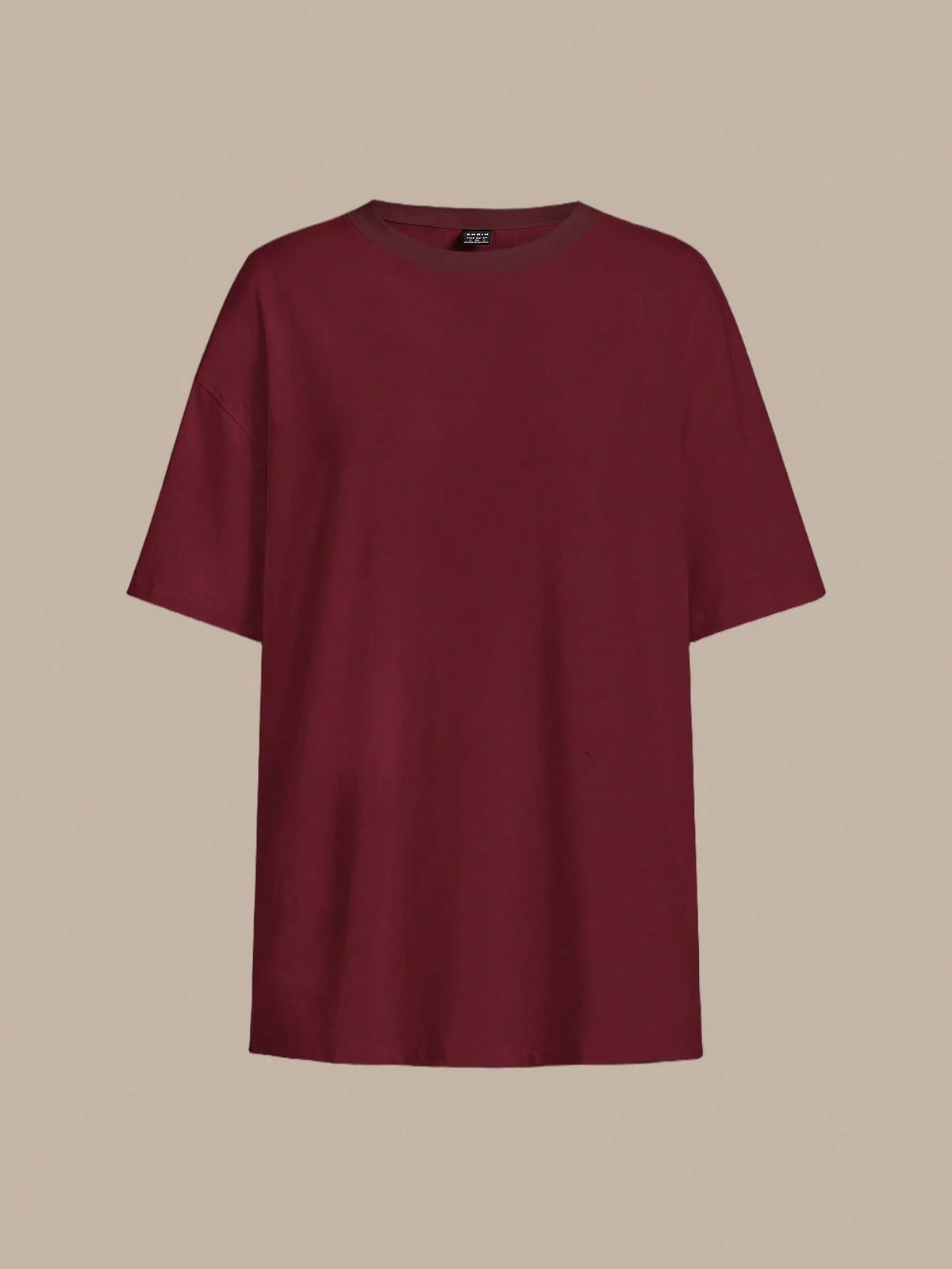 BASICS Women's Solid Color Round Neck Drop Shoulder Short Sleeve Casual Loose Versatile T-Shirt Summer Tops Everyday Daytime Going Out Burgundy