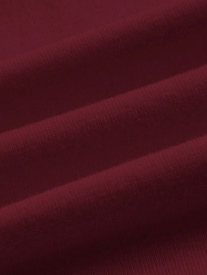 BASICS Women's Solid Color Round Neck Drop Shoulder Short Sleeve Casual Loose Versatile T-Shirt Summer Tops Everyday Daytime Going Out Burgundy