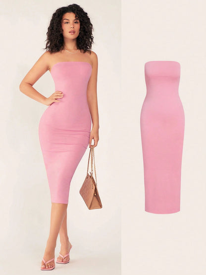 BASICS Women'S Strapless Slim Fit Bodycon Casual Dinner Dress,Summer Dresses For Women Summer Dresses