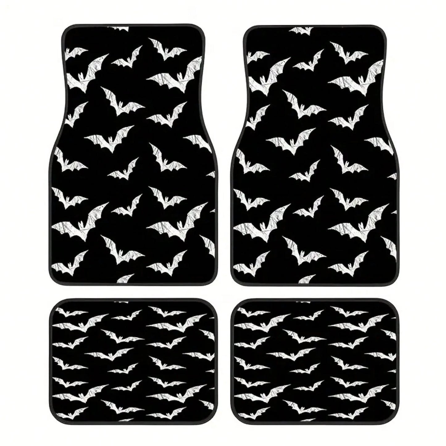 Bat-Patterned Car Floor Mat 4-Piece Set, Multifunctional Interior Decoration, Suitable For Front And Rear Seats