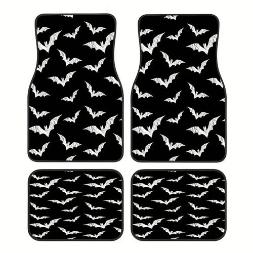 Bat-Patterned Car Floor Mat 4-Piece Set, Multifunctional Interior Decoration, Suitable For Front And Rear Seats