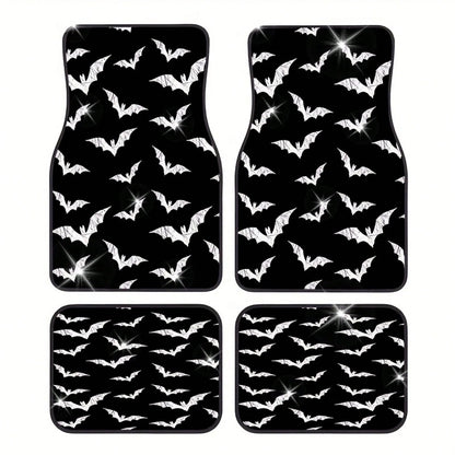 Bat-Patterned Car Floor Mat 4-Piece Set, Multifunctional Interior Decoration, Suitable For Front And Rear Seats