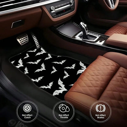 Bat-Patterned Car Floor Mat 4-Piece Set, Multifunctional Interior Decoration, Suitable For Front And Rear Seats
