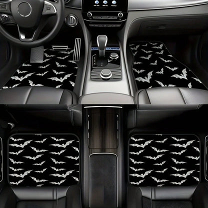Bat-Patterned Car Floor Mat 4-Piece Set, Multifunctional Interior Decoration, Suitable For Front And Rear Seats