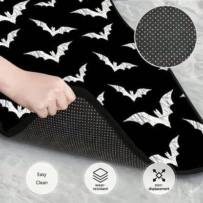 Bat-Patterned Car Floor Mat 4-Piece Set, Multifunctional Interior Decoration, Suitable For Front And Rear Seats