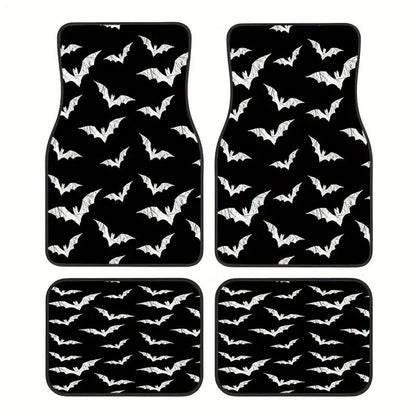 Bat-Patterned Car Floor Mat 4-Piece Set, Multifunctional Interior Decoration, Suitable For Front And Rear Seats