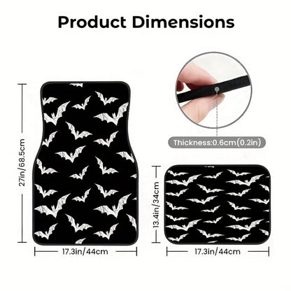 Bat-Patterned Car Floor Mat 4-Piece Set, Multifunctional Interior Decoration, Suitable For Front And Rear Seats